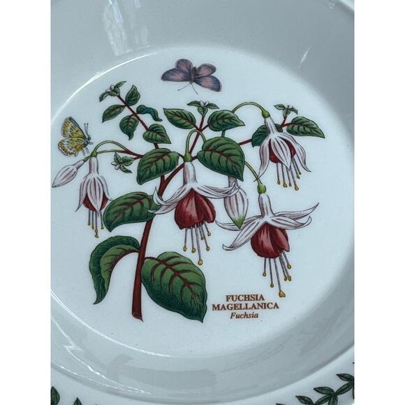 PORTMEIRION Botanic Garden Fuschia Magellanica 8.5" Rim Soup Bowl Leaves Edge - Picture 2 of 10